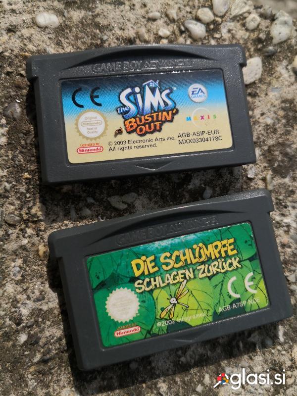 2 x Nintendo game boy advance igra,Sims bustin out,schlümpfe