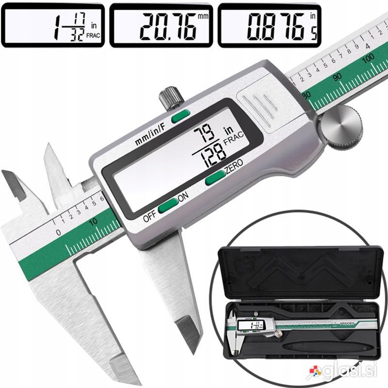 Jekleno LCD elektronsko kljunasto merilo 150mm + kovček