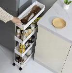 Mobilni kopalniški regal na kolesih 91cm 4 police inox bel
