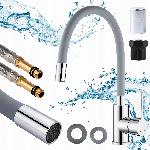 Enoročna kuhinjska kromirana armatura z gibljivo cevjo siva