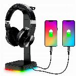 LED RGB stojalo za igralne slušalke 2x USB 2.0