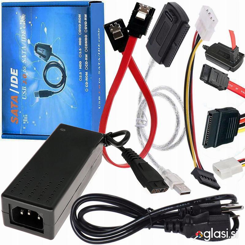 Univerzalni USB adapter in napajalnik za SATA diske CD DVD 480Mbps