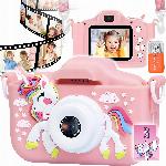 Otroški LCD 40MPix digitalni fotoaparat samorog USB roza + 32GB SD kartica