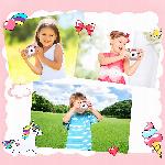 Otroški LCD 40MPix digitalni fotoaparat samorog USB roza + 32GB SD kartica