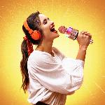 USB aku. 1200mAh bluetooth SD karaoke mikrofon z zvočnikom RGB LED roza