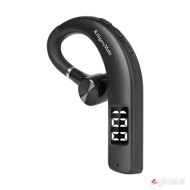Aku. Bluetooth 5.2 brezžična avto slušalka LCD K17 črna