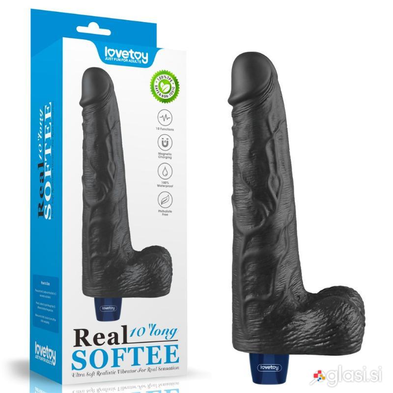 VIBRACIJSKI PENIS Lovetoy Real Softee Black 10''