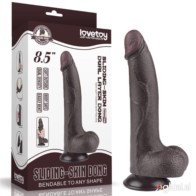 DILDO Lovetoy Sliding Skin Dual Layer I Black 8,5''