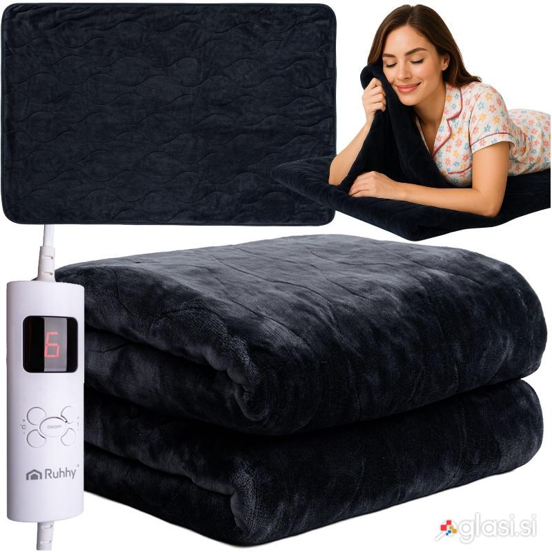 85W električna pralna grelna odeja 180x130cm črna