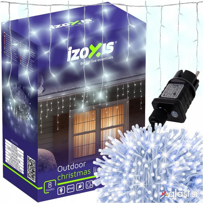 id-1000 Zunanje novoletne lučke zavesa 500 LED hladno bela 8 funkcij 22,5m