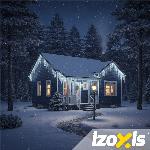id-1000 Zunanje novoletne lučke zavesa 500 LED hladno bela 8 funkcij 22,5m