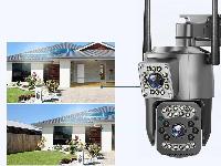 WIFI 4G dvojna brezžična vrtljiva 6MPX videonadzorna kamera IR LED črna