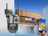 WIFI 4G dvojna brezžična vrtljiva 6MPX videonadzorna kamera IR LED črna