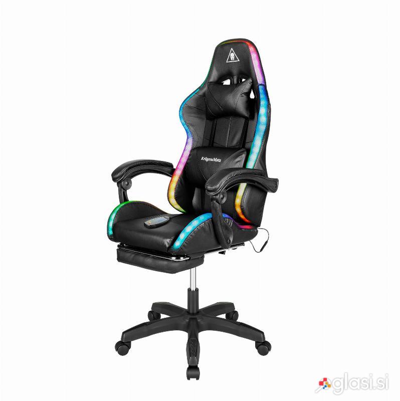 Nastavljiv 7 točkovni masažni oblazinjen LED RGB igralni računalniški stol z opo