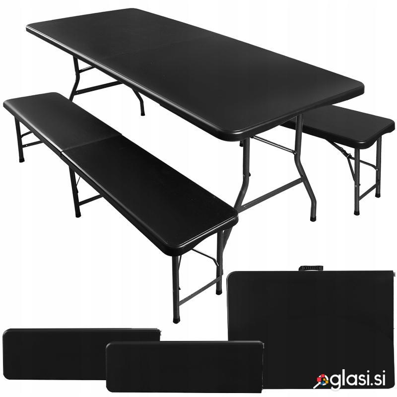 Set vrtne prenosne zložljive mize in 2 klopi 180cm
