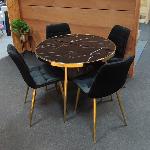 4 x stol - črni žamet in zlate noge