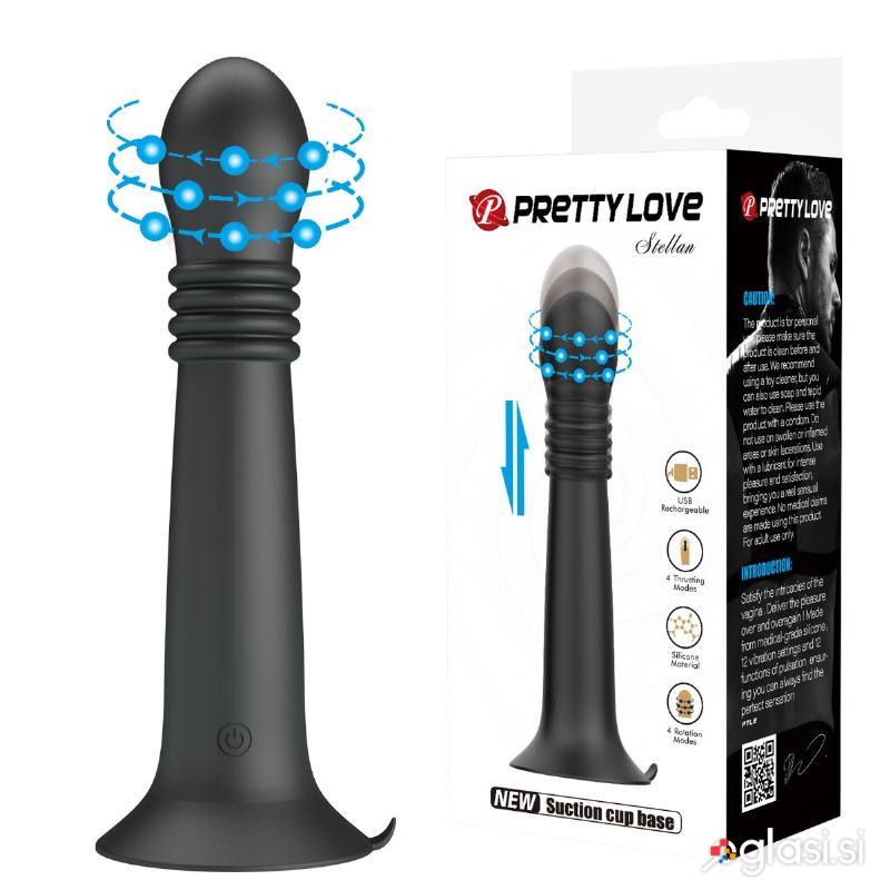 POTISNI VIBRATOR Pretty Love Stellan Črn - vibracije, rotacija in potisno gibanj