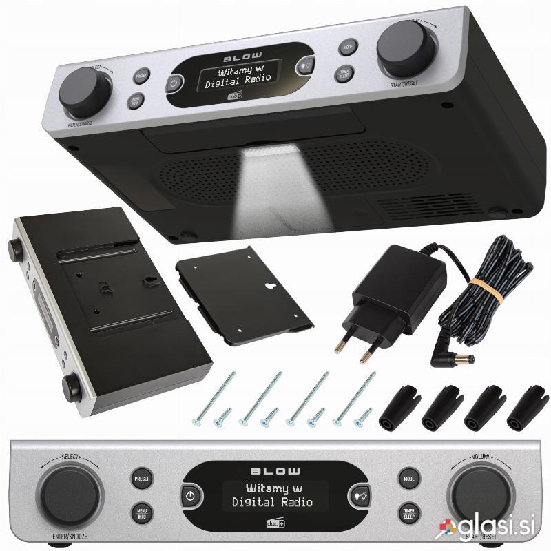 FM LED viseči kuhinjski radio LCD DAB+ RK2 srebrn