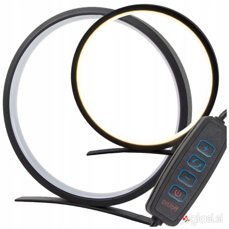 id-1005 LED okrogla namizna svetilka 3 barve svetlobe USB 26cm črna
