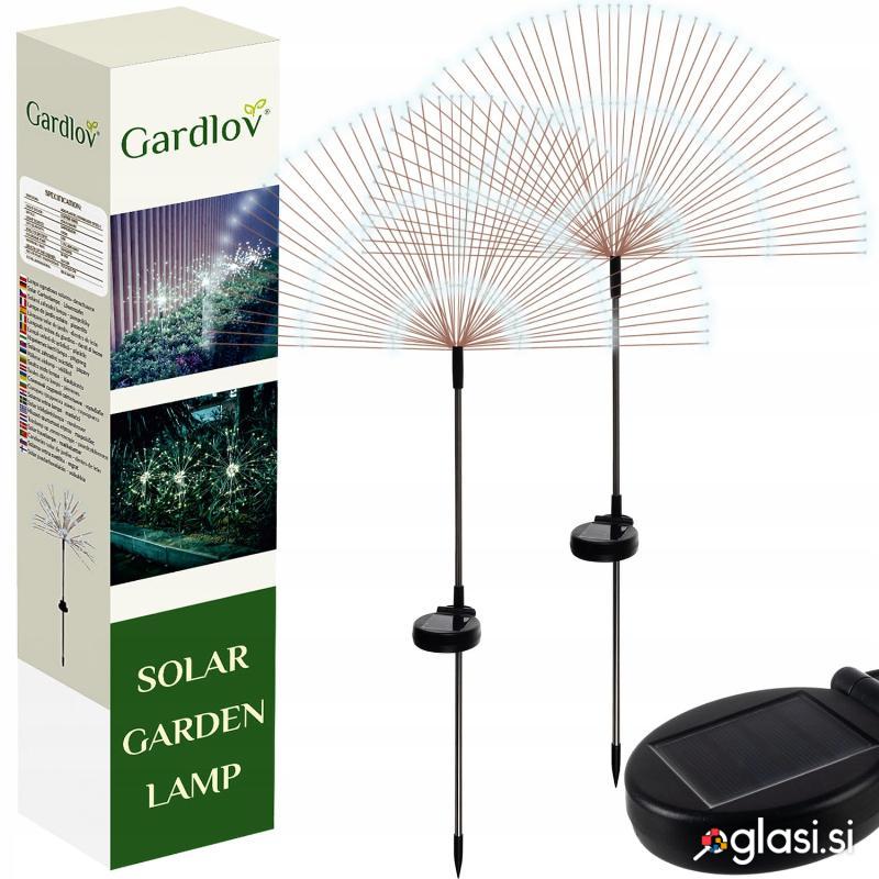 Set 2x LED hladno bela solarna dekorativna svetilka fontana steklena vlakna 89cm