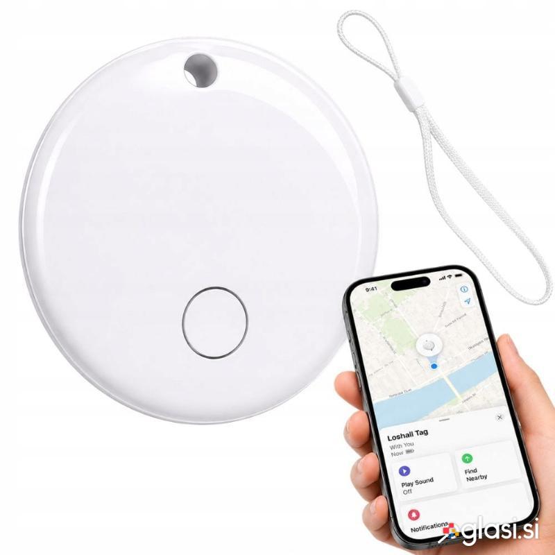 id-1180 Mini obesek iskalec ključev bluetooth GPS lokator IOS bel