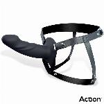 STRAP-ON Action Hollow Dildo Silicone Black (L)