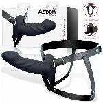 STRAP-ON Action Hollow Dildo Silicone Black (L)