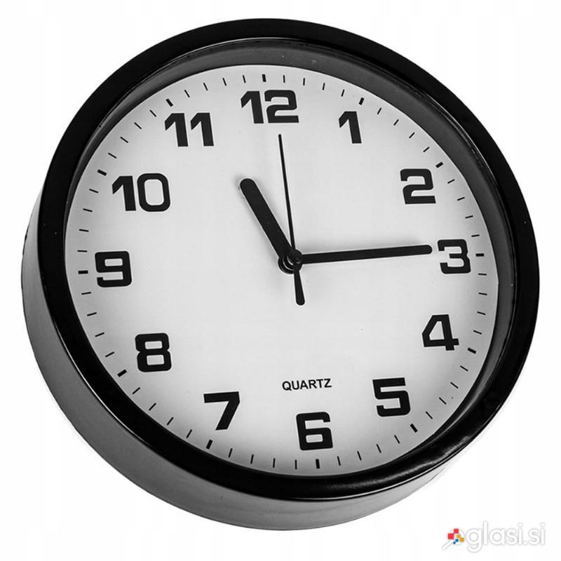 id-1344 Analogna stenska ura 20cm sekundna tiha črna