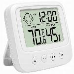 id-2521 Digitalni osvetljen LCD termometer higrometer budilka bela