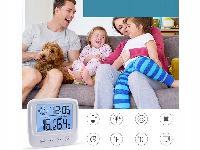 id-2521 Digitalni osvetljen LCD termometer higrometer budilka bela