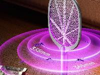 2v1 aku. električni lopar uničevalec insektov LED UV USB 52m stojalo