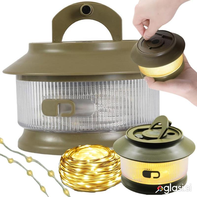 Potovalna aku. 3000mAh LED girlanda za kampiranje USB 20m IP67