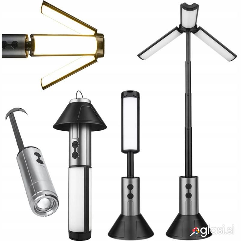 3v1 potovalna teleskopska aku. 3000mAh LED 54 svetilka za kampiranje USB 52cm