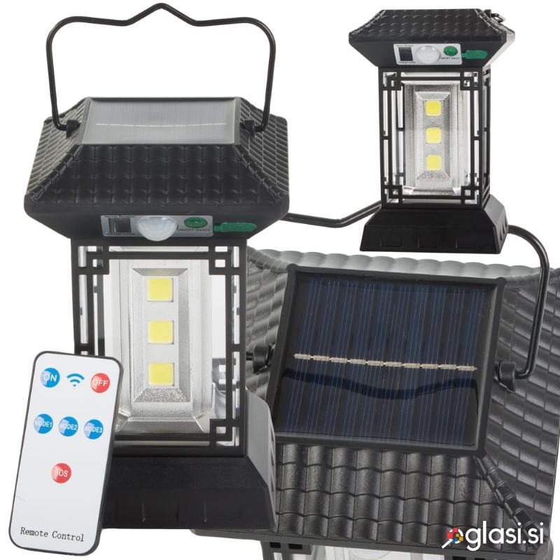 Potovalna aku. 2400mAh solarna LED luč za kampiranje s senzorjem USB daljinec