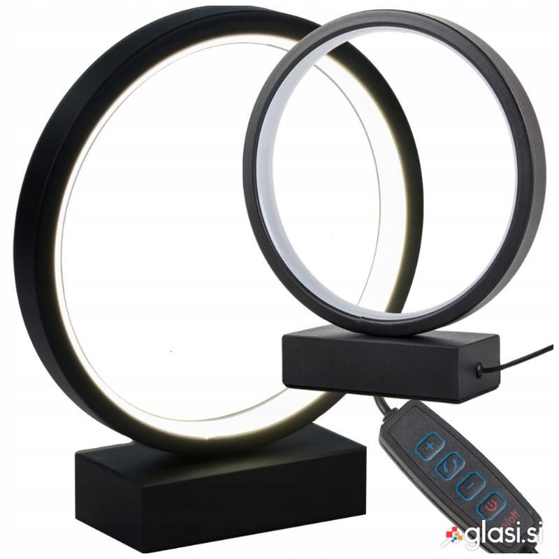 id-1005 LED okrogla namizna svetilka 3 barve svetlobe USB 23cm črna