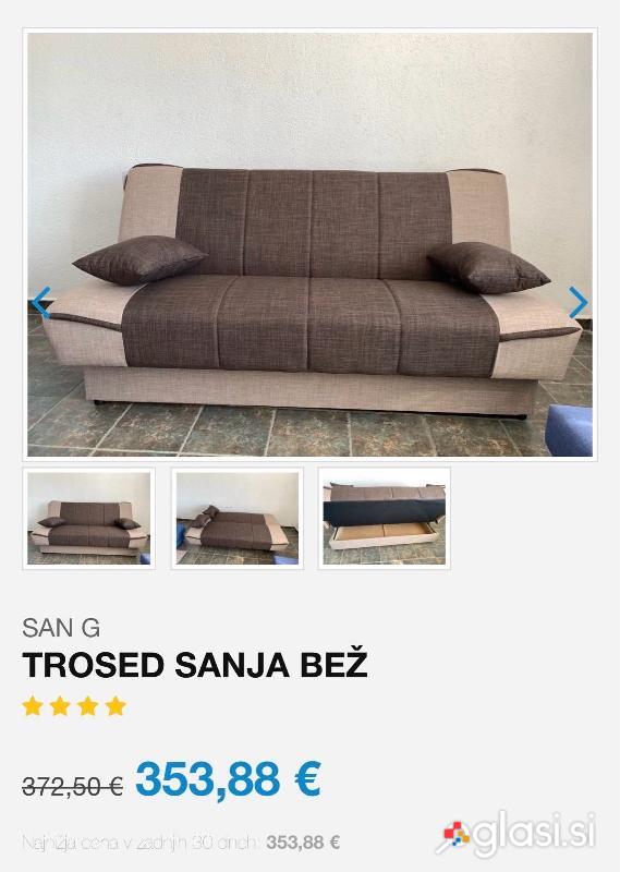 Prodam trosed Sanja (bež barva)