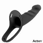 STRAP-ON Action Hollow Dildo Silicone Black (S)