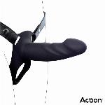 STRAP-ON Action Hollow Dildo Silicone Black (S)
