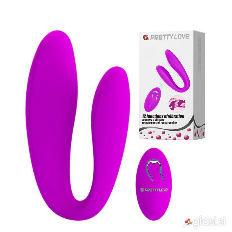 VIBRATOR ZA PARE Pretty Love Letitia - 12 vibracij, silikon, daljinec
