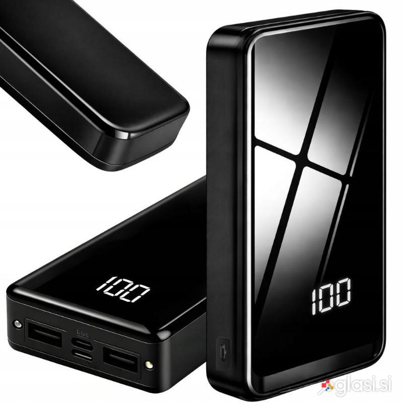 id-1181 20000mAh prenosna baterija LED in 4x USB powerbank LCD črna