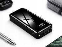 id-1181 20000mAh prenosna baterija LED in 4x USB powerbank LCD črna