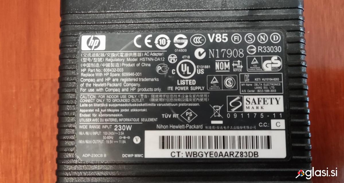 Polnilec HP HSTNN-DA12 19.5V 11.8A 230W
