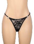 TANGA HLAČKE Ohyeah P5351 Black - črna čipka, tangice, nastavljiv obseg