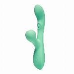 VIBRATOR RABBIT Zenn Double Fun Green - G-točka, sesanje klitorisa, silikonski, 
