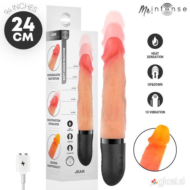 VIBRATOR Mr Intense Jean - realističen vibracijski penis, segrevanje, gor in dol