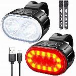 id-185 Set močnih aku. LED kolesarskih svetilk USB vodoodpornih črnih