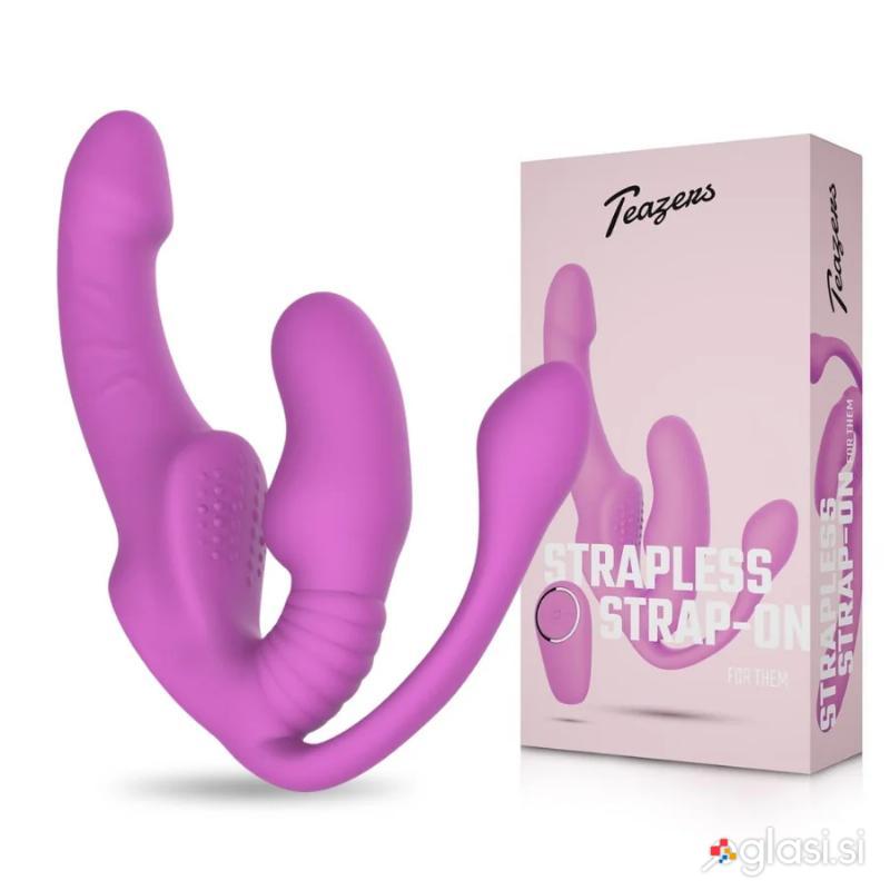 STRAP-ON Teazers Strapless With Anal Plug Pink