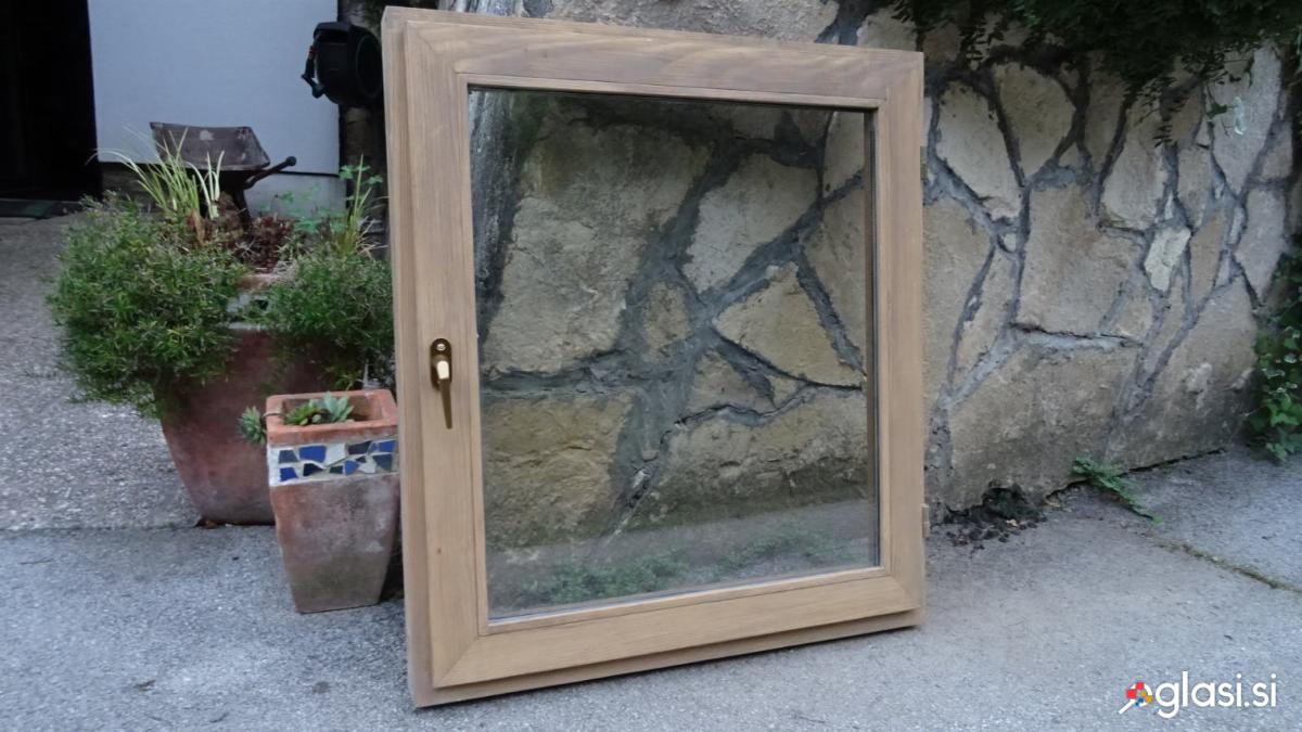 Okno masiven les 80 x 90 cm dvojna termopan zasteklitev