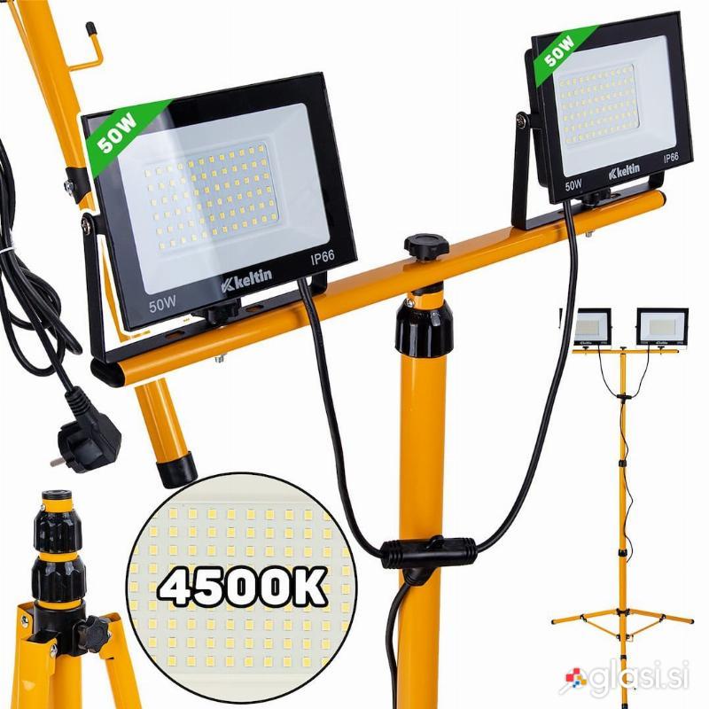 id-1003 2x50W SMD LED gradbeni reflektor na stativu 4500K