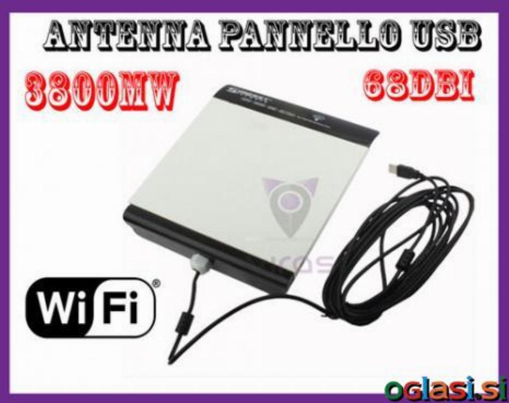 PANEL ANTENA Z OJAČEVALCEM 2,4Ghz,USB WI-FI 68db 3800mW